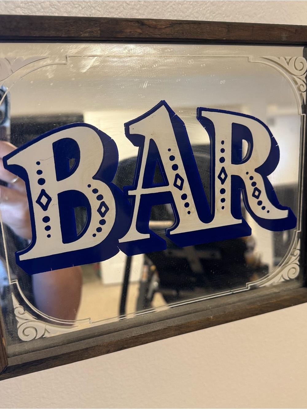 Blue BAR Vintage-Style Wall Mirror Sign